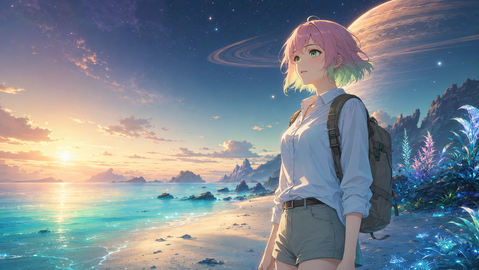 星野未来站在诺瓦利亚的星光海岸